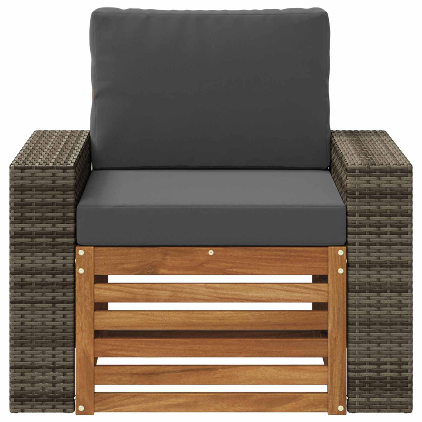 Buiten Midden Sofa Massief Acaciahout Naturel Metalen frame met grijs riet
