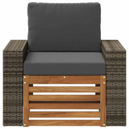 Buiten Midden Sofa Massief Acaciahout Naturel Metalen frame met grijs riet