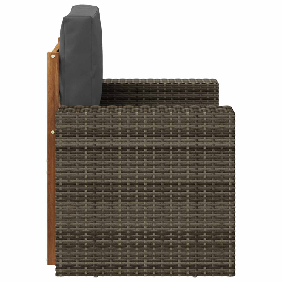 Buiten Midden Sofa Massief Acaciahout Naturel Metalen frame met grijs riet