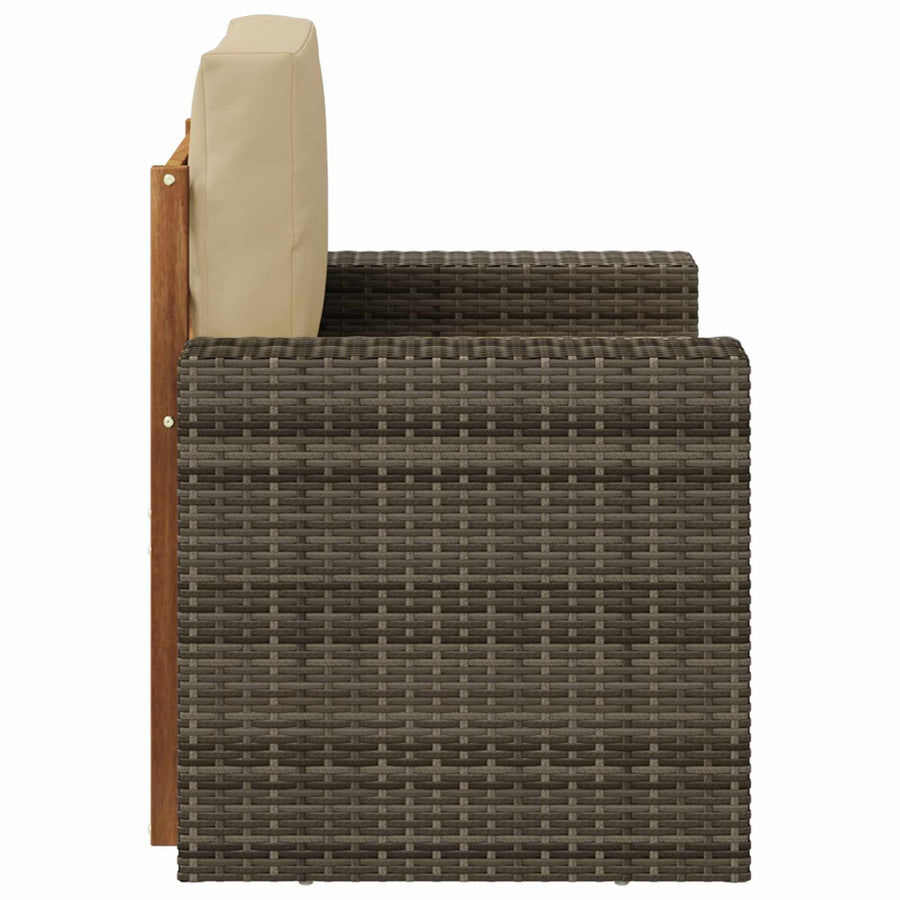 Buiten Midden Sofa Massief Acaciahout Naturel Metalen frame met grijs riet