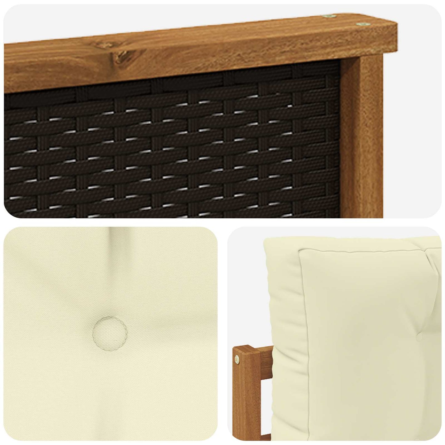 Buiten Midden Sofa Massief Acaciahout Naturel Zwart riet