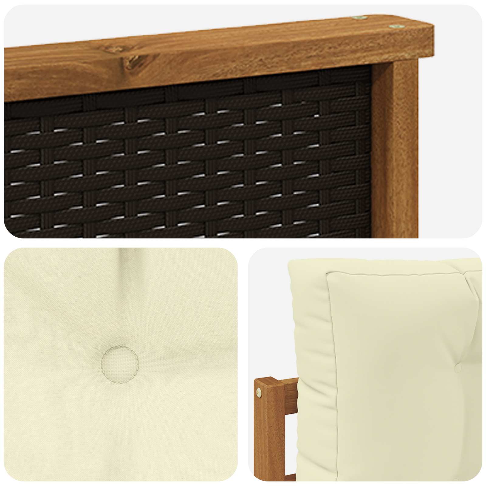 Buiten Midden Sofa Massief Acaciahout Naturel Zwart riet