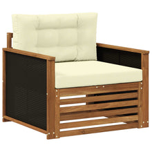 Buiten Midden Sofa Massief Acaciahout Naturel Zwart riet