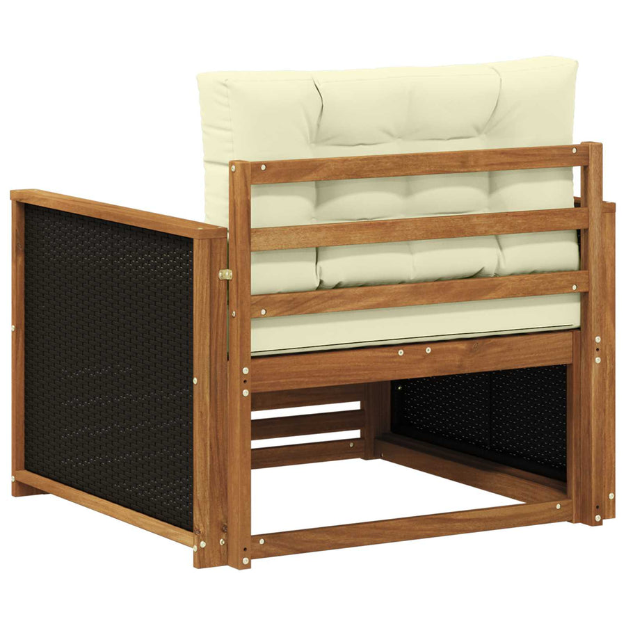 Buiten Midden Sofa Massief Acaciahout Naturel Zwart riet