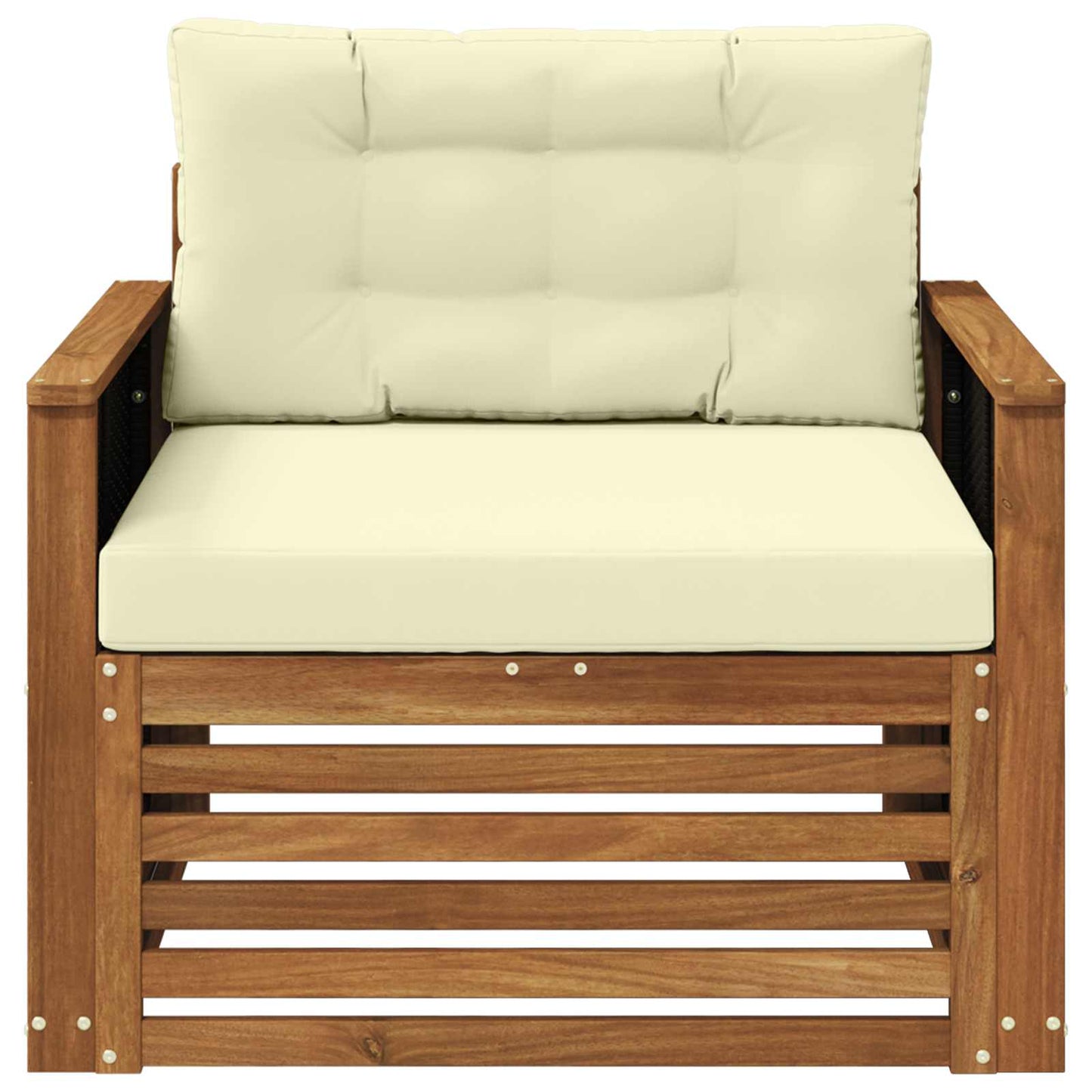 Buiten Midden Sofa Massief Acaciahout Naturel Zwart riet