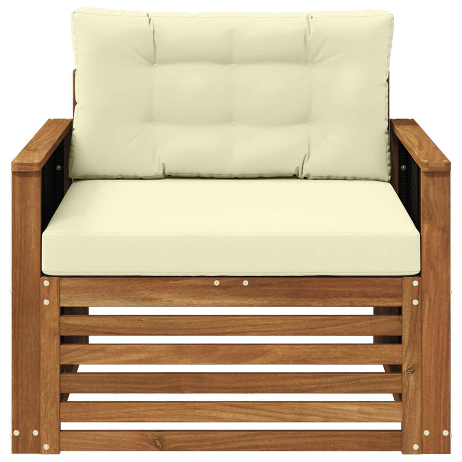 Buiten Midden Sofa Massief Acaciahout Naturel Zwart riet