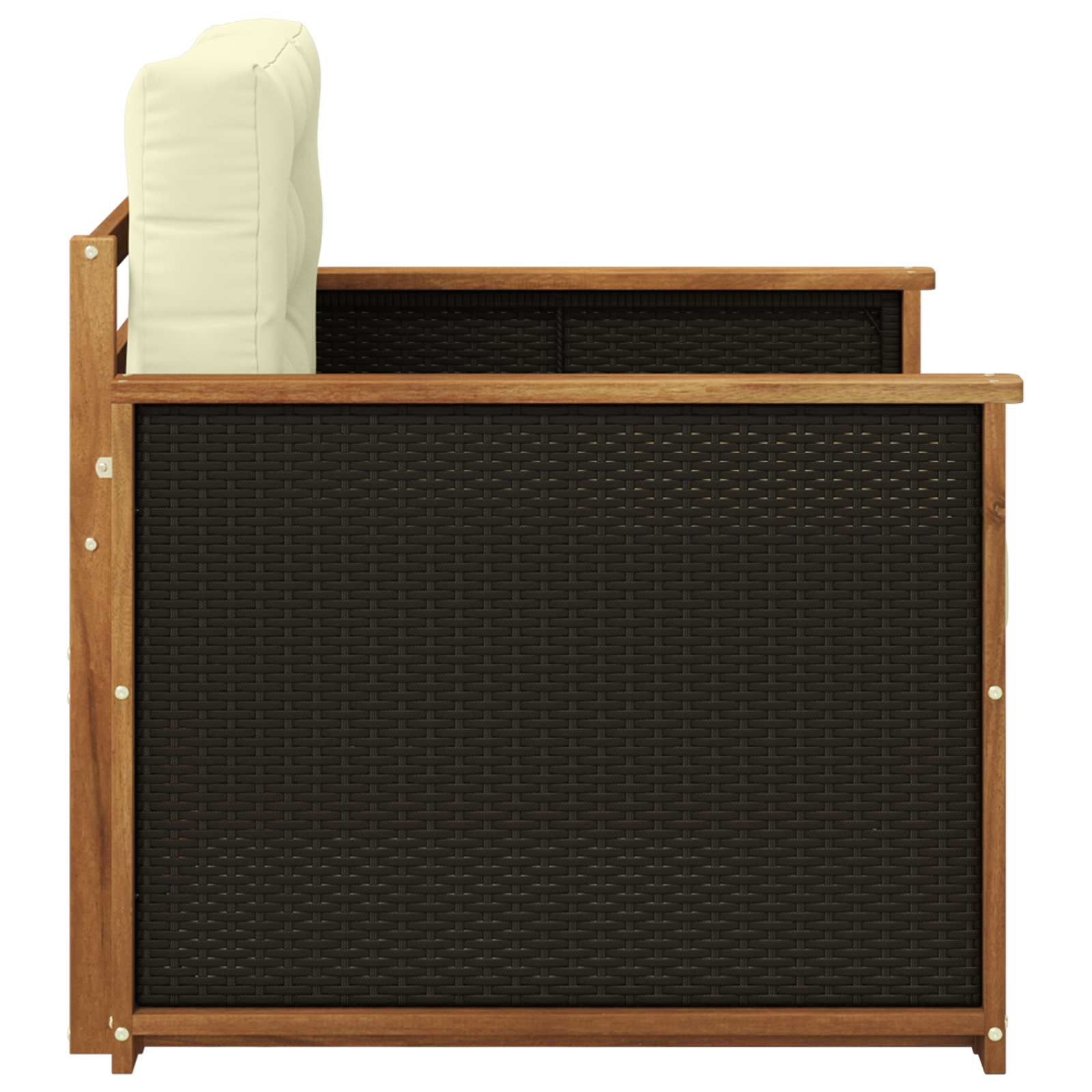 Buiten Midden Sofa Massief Acaciahout Naturel Zwart riet
