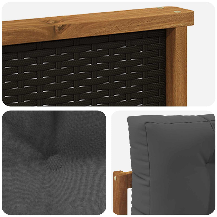 Buiten Midden Sofa Naturel Zwart riet