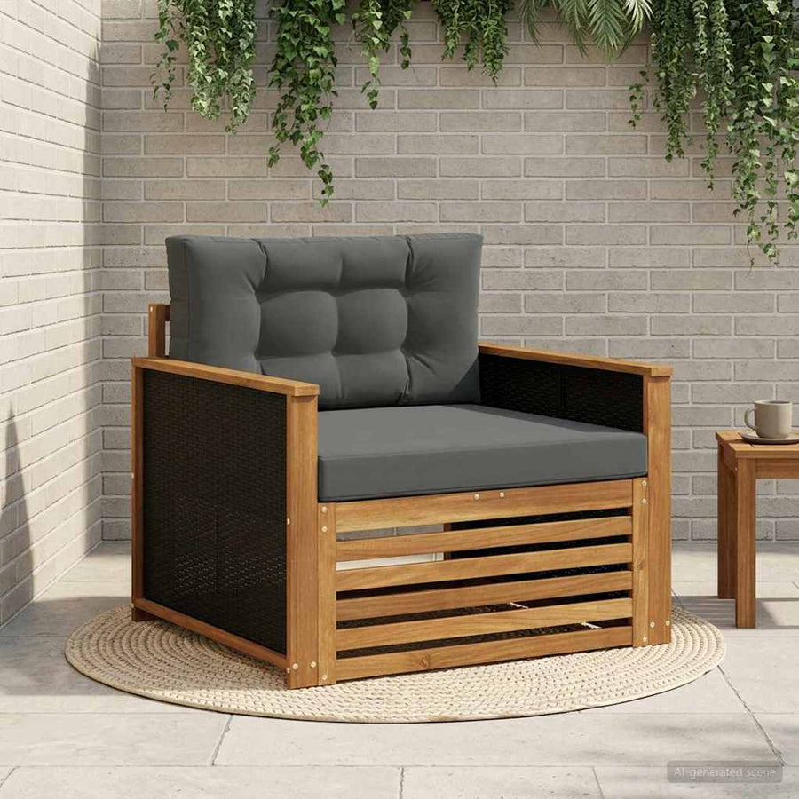 Buiten Midden Sofa Naturel Zwart riet