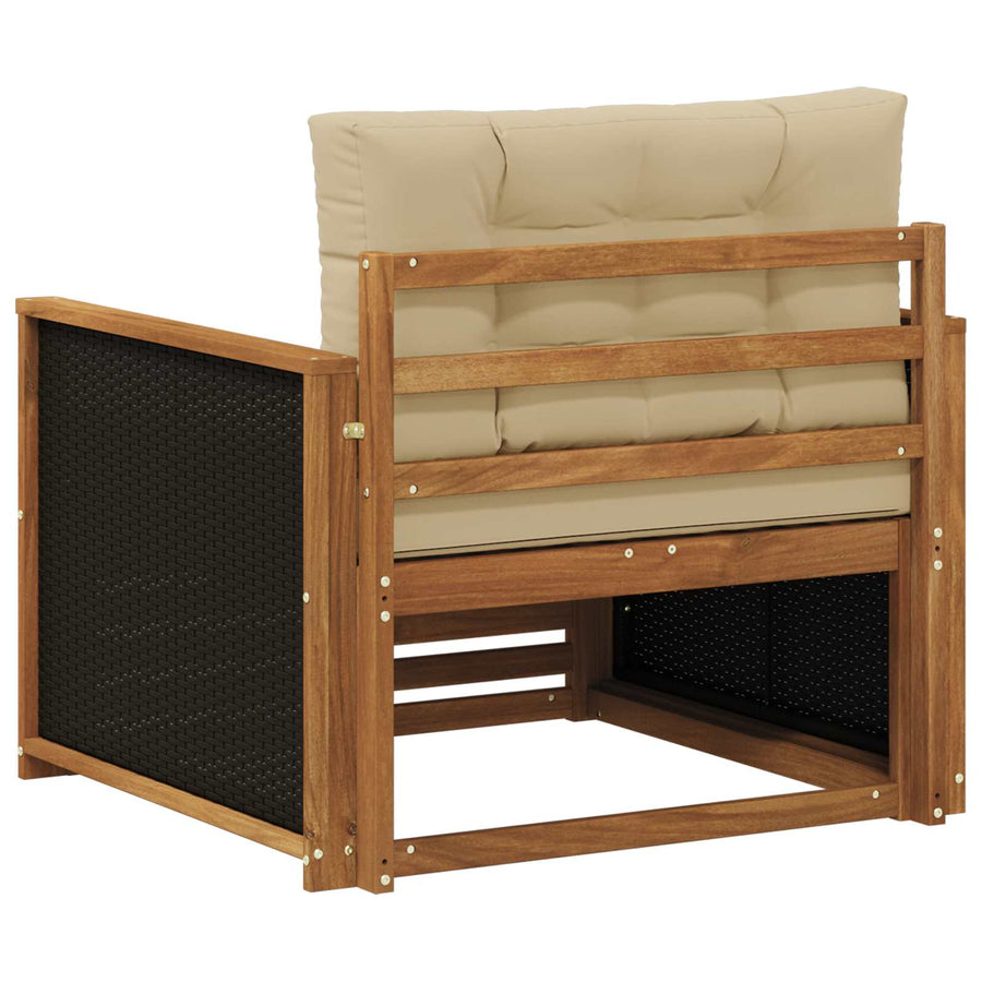 Buiten Midden Sofa Massief Acaciahout Naturel Zwart riet
