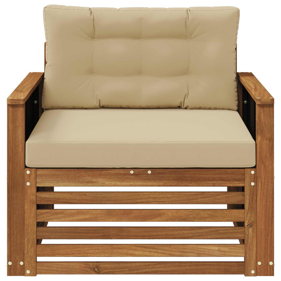 Buiten Midden Sofa Massief Acaciahout Naturel Zwart riet