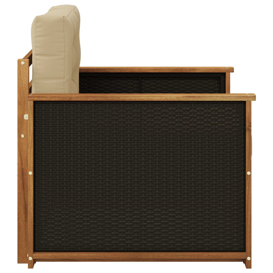 Buiten Midden Sofa Massief Acaciahout Naturel Zwart riet