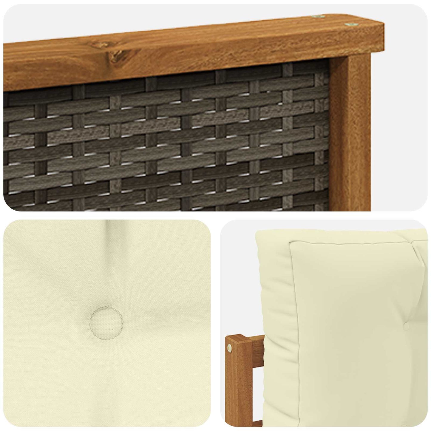 Buiten Midden Sofa Massief Acaciahout Naturel Grijs riet
