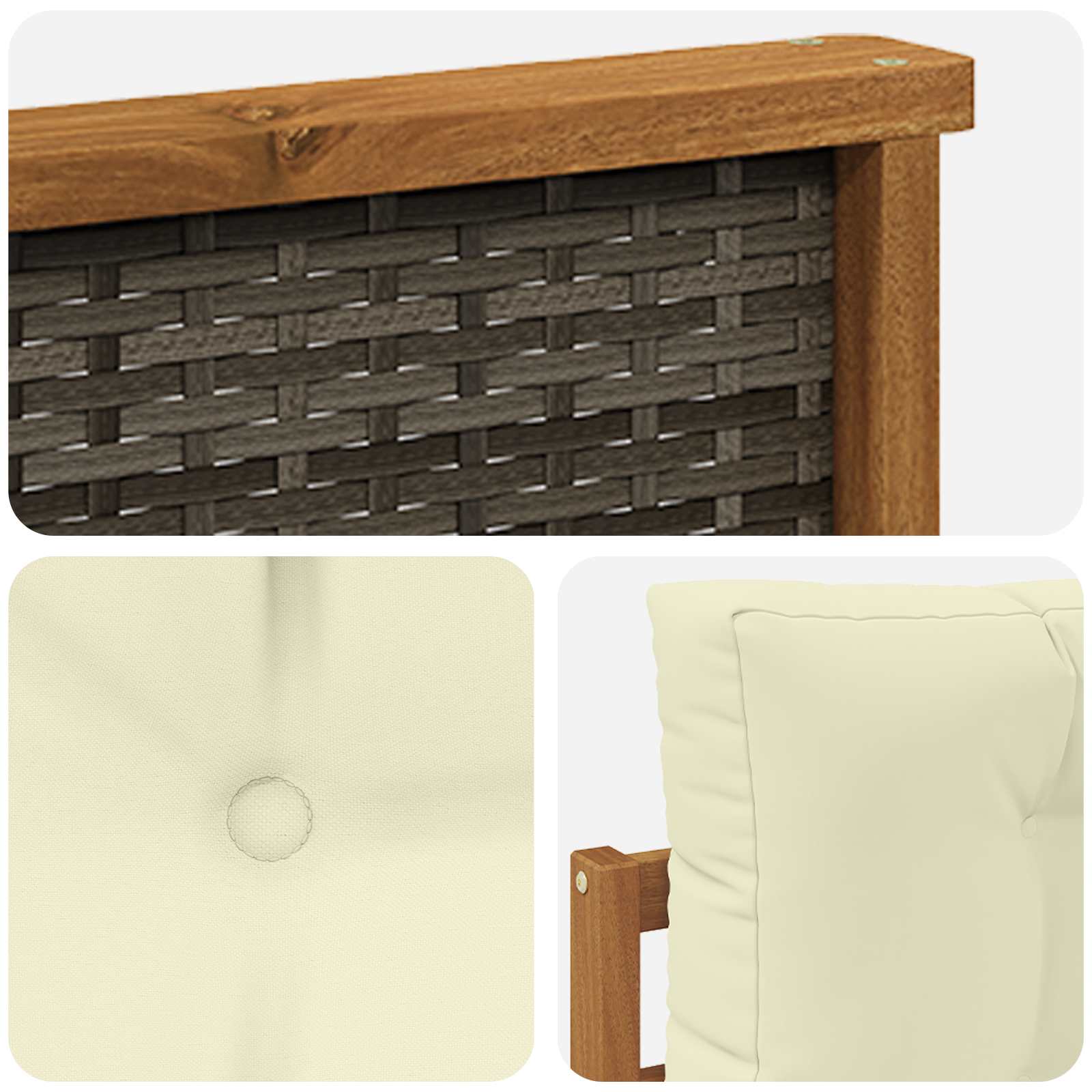 Buiten Midden Sofa Massief Acaciahout Naturel Grijs riet