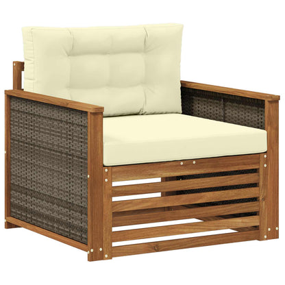 Buiten Midden Sofa Massief Acaciahout Naturel Grijs riet