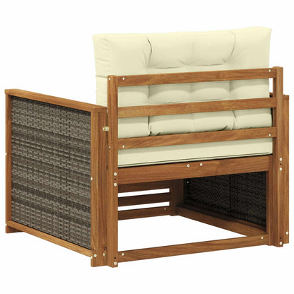Buiten Midden Sofa Massief Acaciahout Naturel Grijs riet