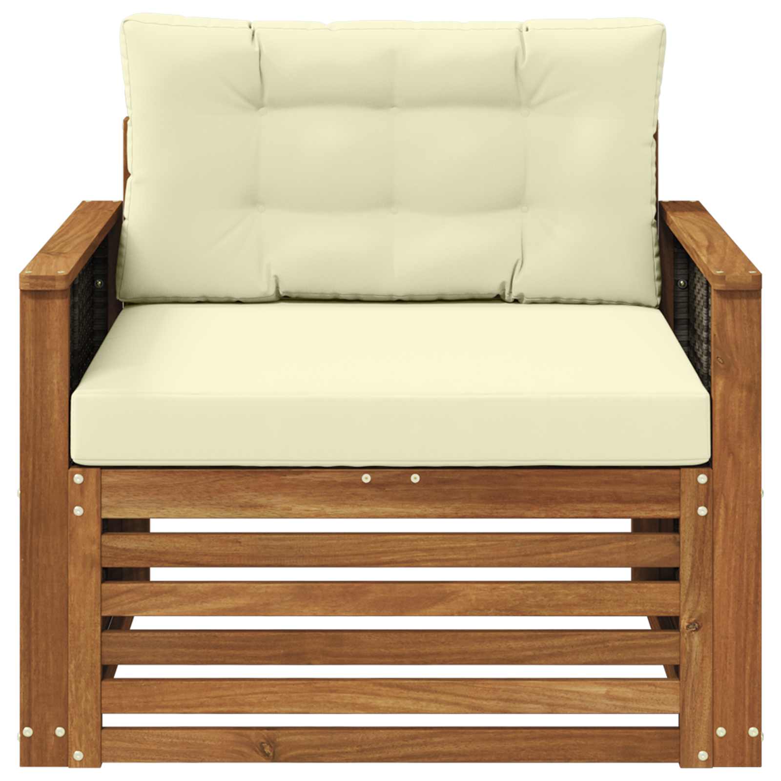 Buiten Midden Sofa Massief Acaciahout Naturel Grijs riet