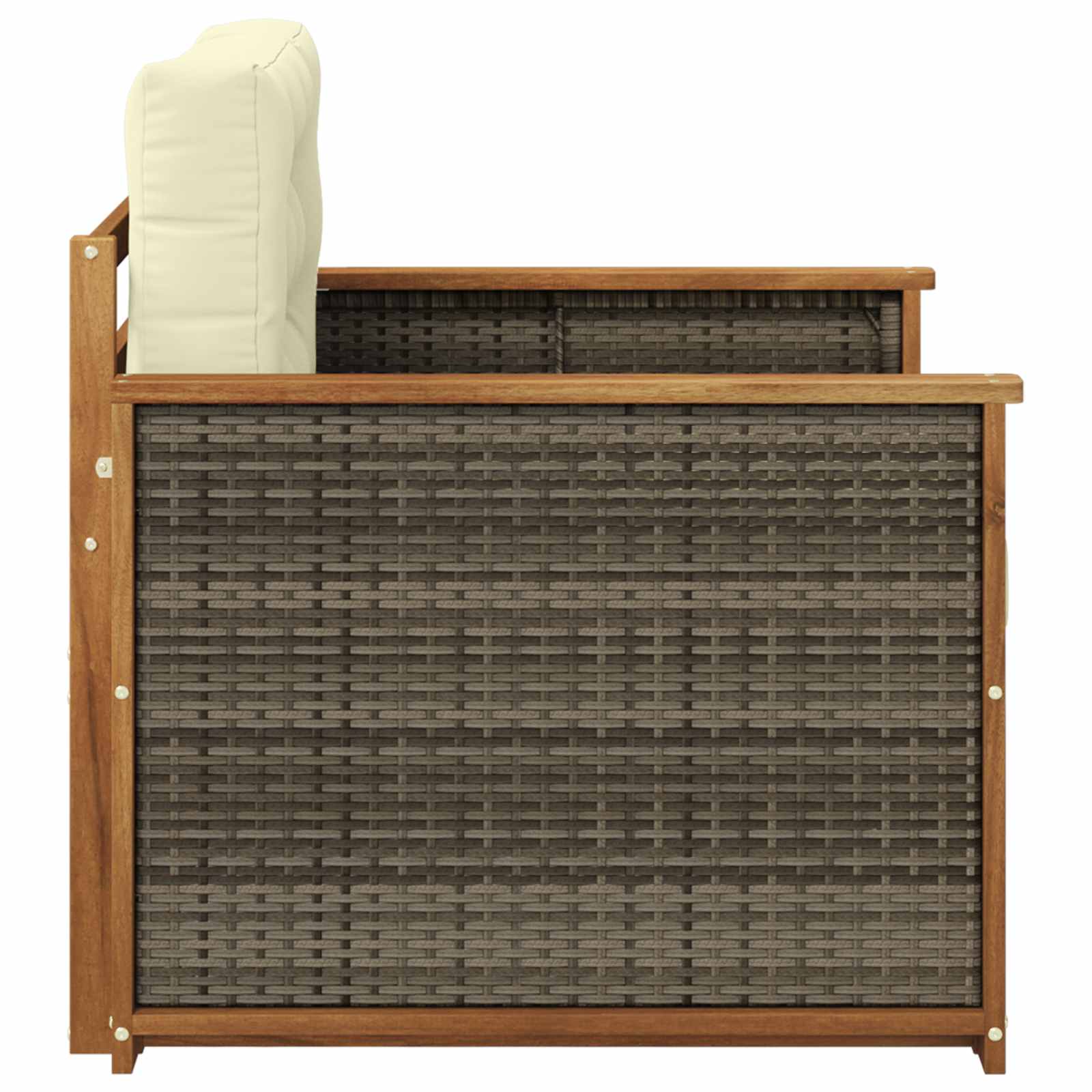 Buiten Midden Sofa Massief Acaciahout Naturel Grijs riet