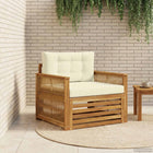 Garden Bench Solid Acacia Wood Natural and Cream