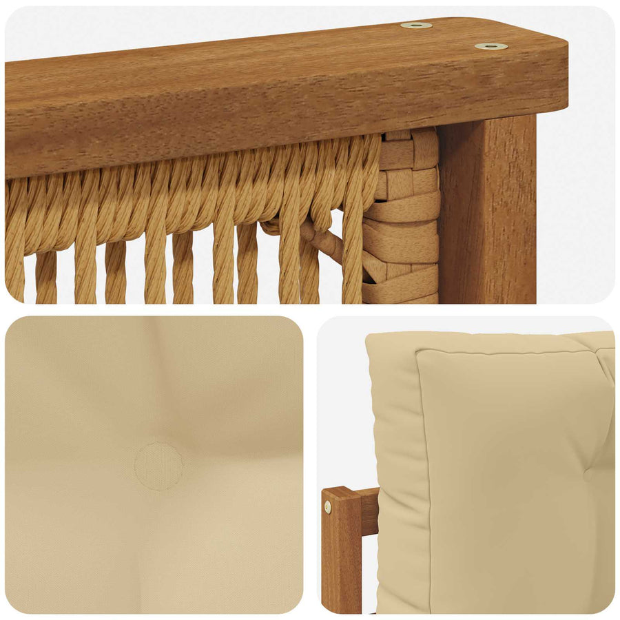 Buiten Midden Sofa Massief Acaciahout Naturel Koffie touw