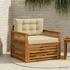 Outdoor Middle Sofa Solid Acacia Wood Natural Coffee Rope