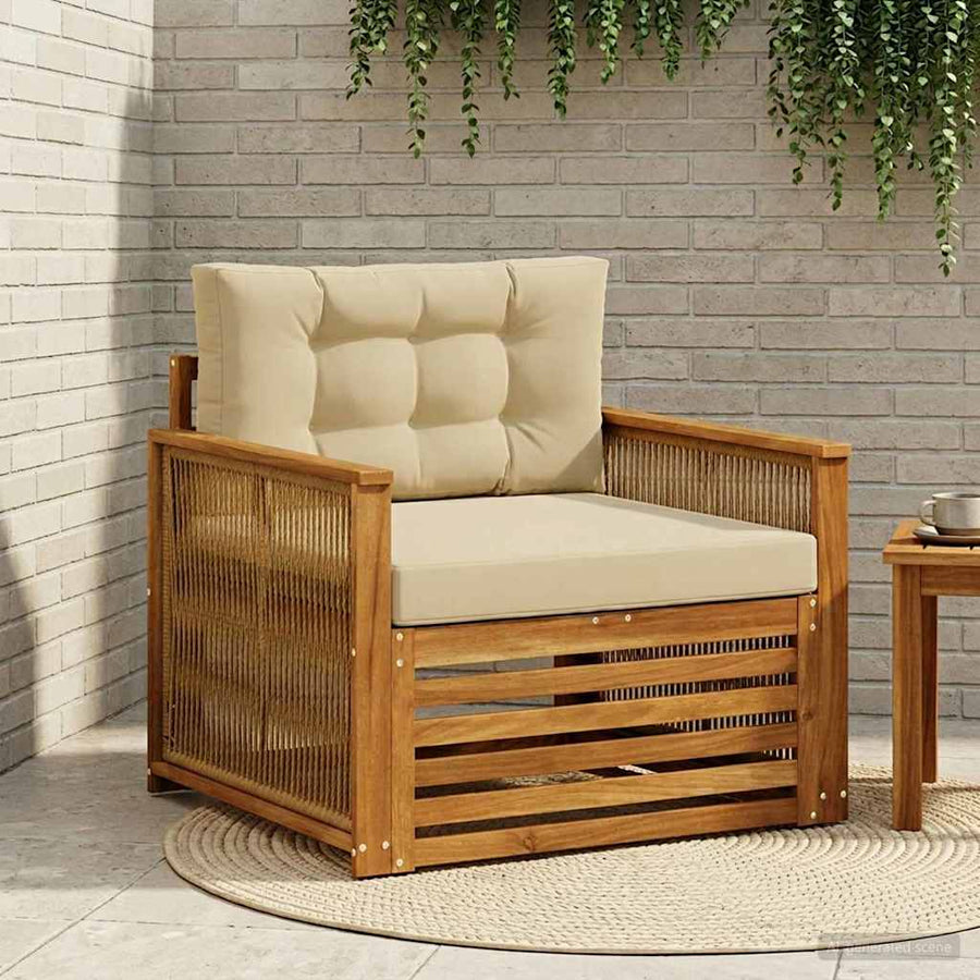 Buiten Midden Sofa Massief Acaciahout Naturel Koffie touw