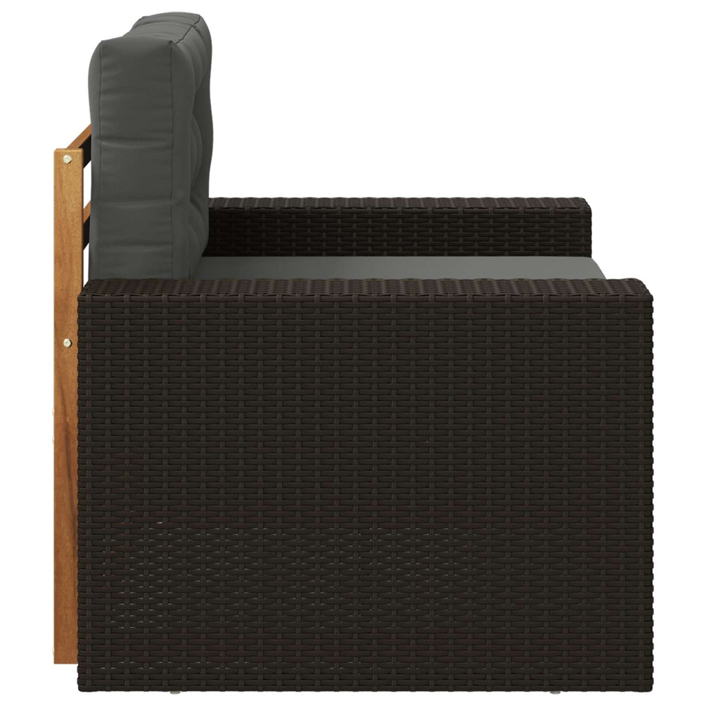 Buiten Midden Sofa Massief Acaciahout Naturel Metalen frame met zwart riet