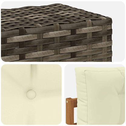Buiten Midden Sofa Massief Acaciahout Naturel Metalen frame met grijs riet