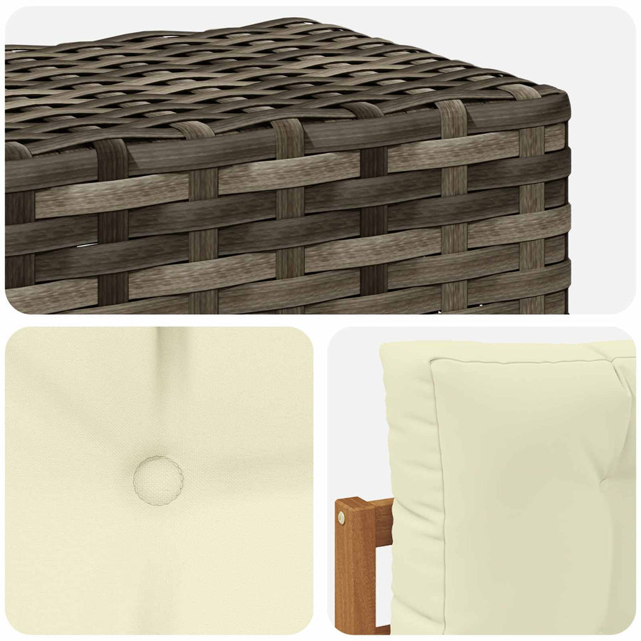 Buiten Midden Sofa Massief Acaciahout Naturel Metalen frame met grijs riet