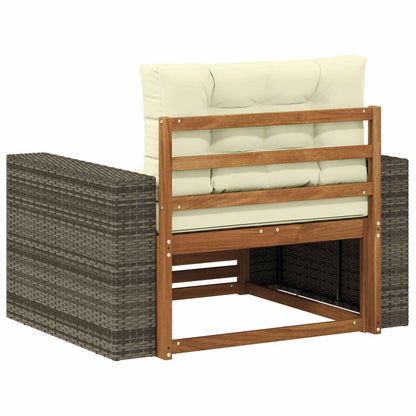 Buiten Midden Sofa Massief Acaciahout Naturel Metalen frame met grijs riet