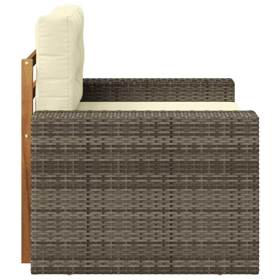 Buiten Midden Sofa Massief Acaciahout Naturel Metalen frame met grijs riet