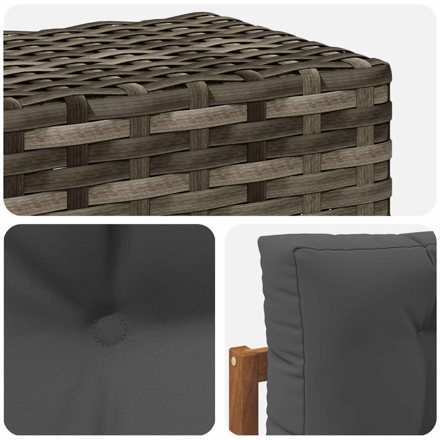 Buiten Midden Sofa Massief Acaciahout Naturel Metalen frame met grijs riet