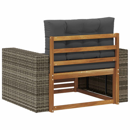 Buiten Midden Sofa Massief Acaciahout Naturel Metalen frame met grijs riet