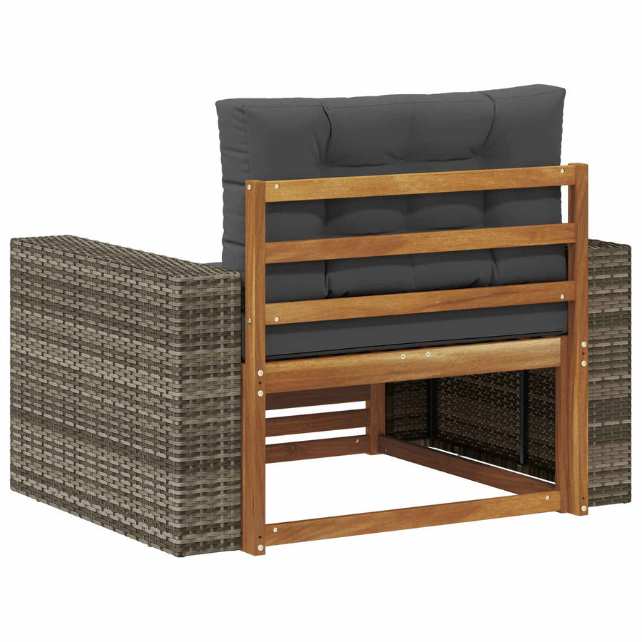 Buiten Midden Sofa Massief Acaciahout Naturel Metalen frame met grijs riet