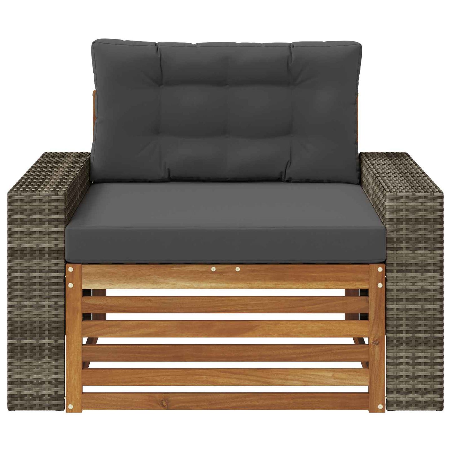 Buiten Midden Sofa Massief Acaciahout Naturel Metalen frame met grijs riet