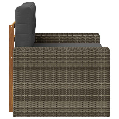 Buiten Midden Sofa Massief Acaciahout Naturel Metalen frame met grijs riet