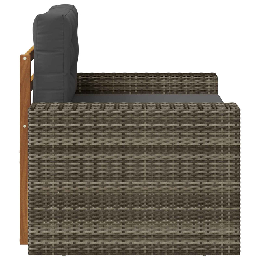 Buiten Midden Sofa Massief Acaciahout Naturel Metalen frame met grijs riet