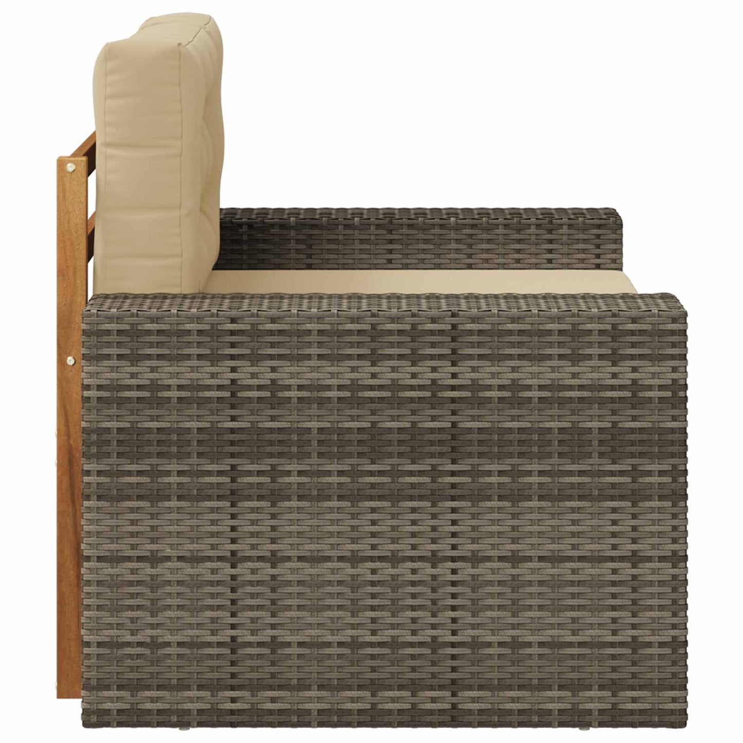 Buiten Midden Sofa Massief Acaciahout Naturel Metalen frame met grijs riet