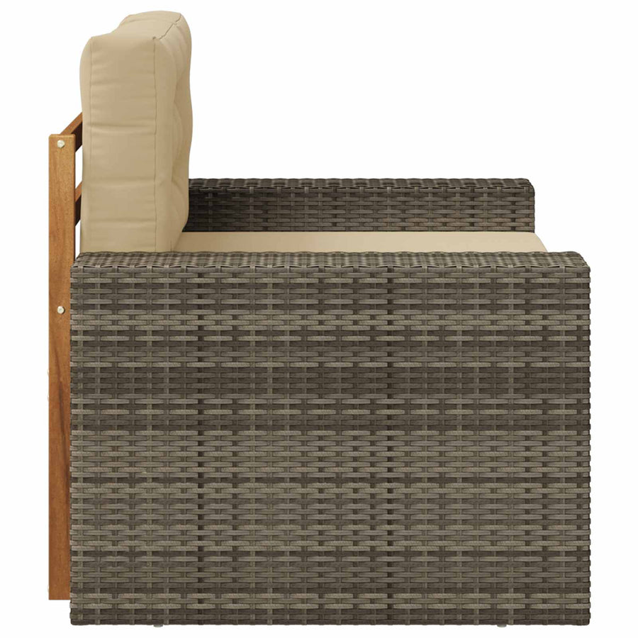 Buiten Midden Sofa Massief Acaciahout Naturel Metalen frame met grijs riet