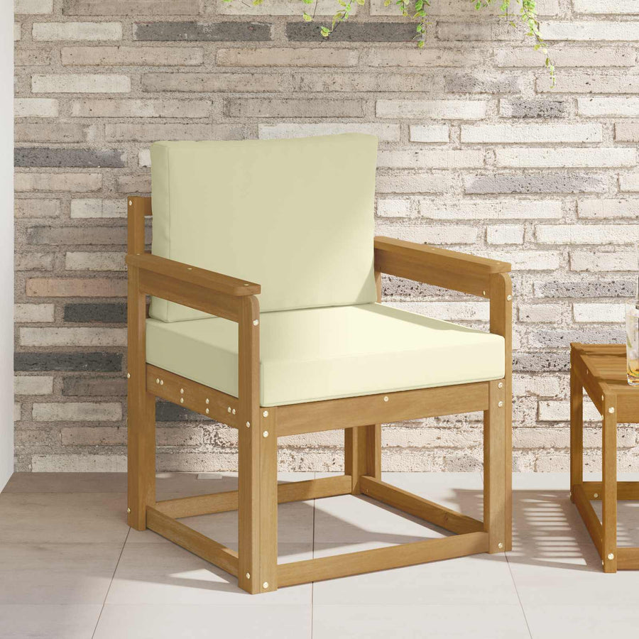 2 Stuk Buiten bankenset Polyester Wit en Crème