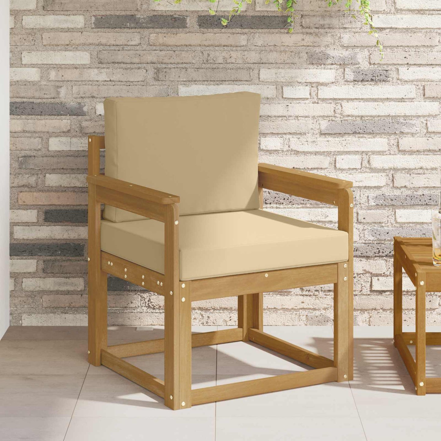 2 Stuk Buiten bankenset Polyester Wit en Beige
