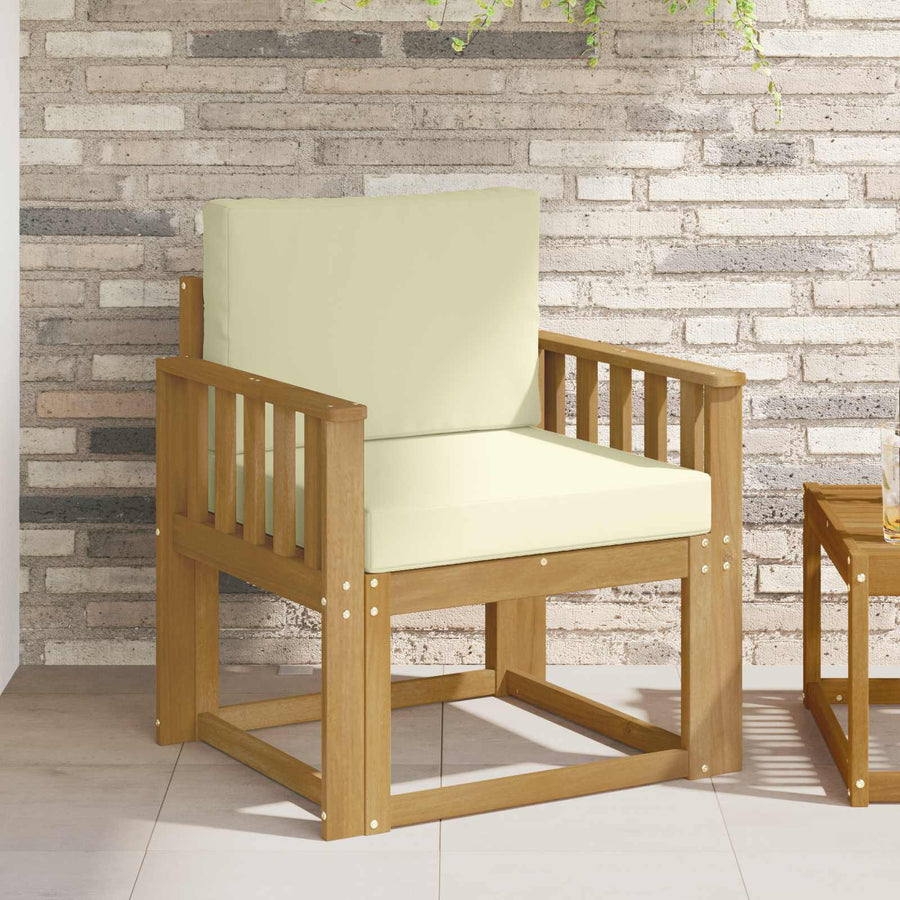 2 Stuk Buiten bankenset Polyester Wit en Crème