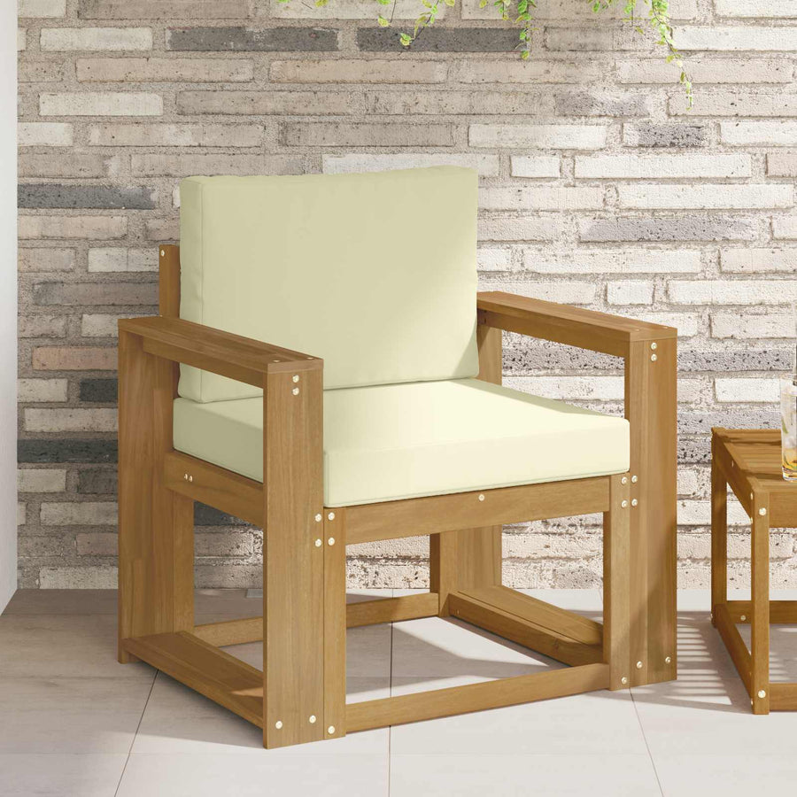 2 Stuk Buiten bankenset Polyester Wit en Crème