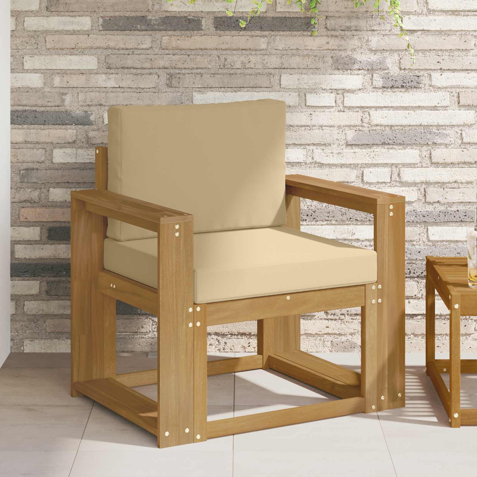 2 Stuk Buiten bankenset Polyester Wit en Beige