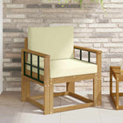 2 Piece Outdoor Bench Set Polyester White and Cream