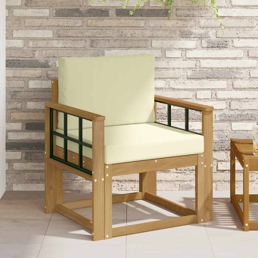 2 Stuk Buiten bankenset Polyester Wit en Crème