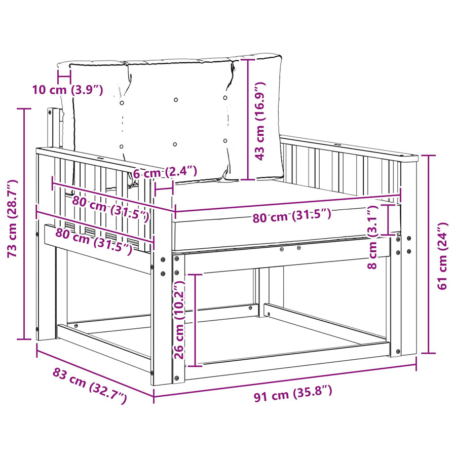 Buiten Midden Sofa Polyester Wit Verticale latten