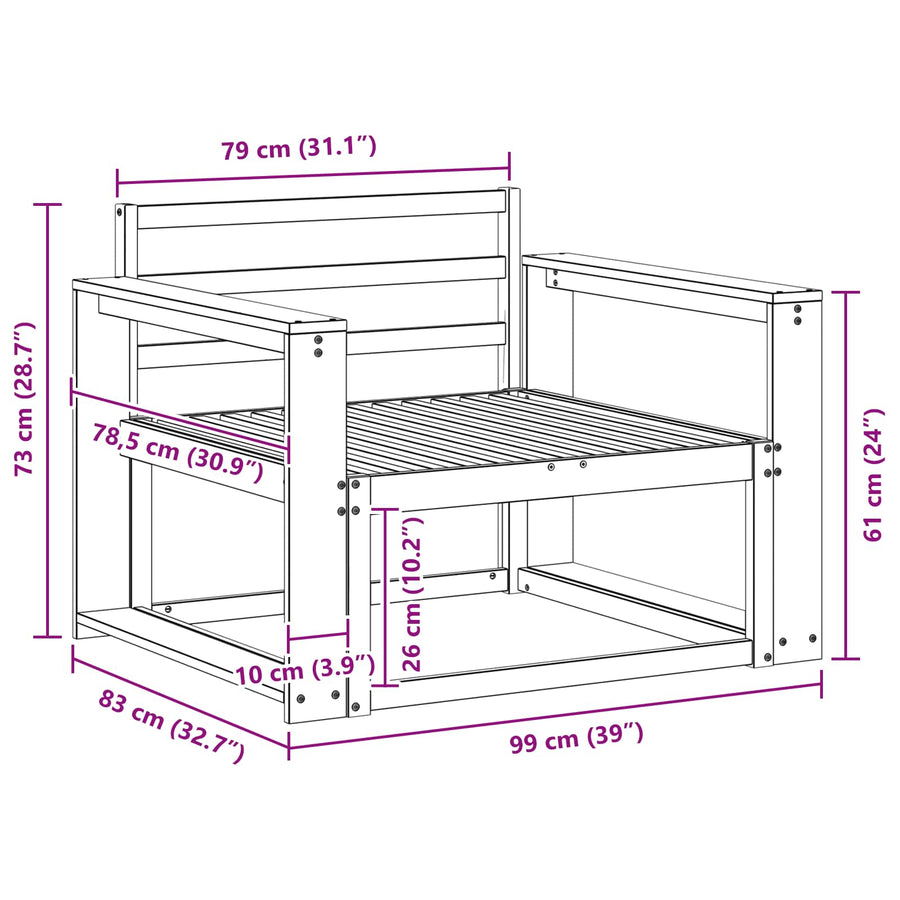 Buiten Midden Sofa Massief Acaciahout Wit