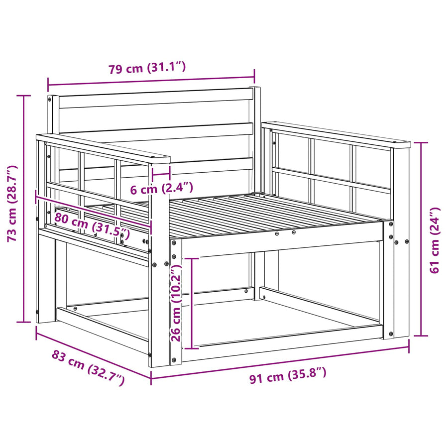 Buiten Midden Sofa Massief Acaciahout Wit