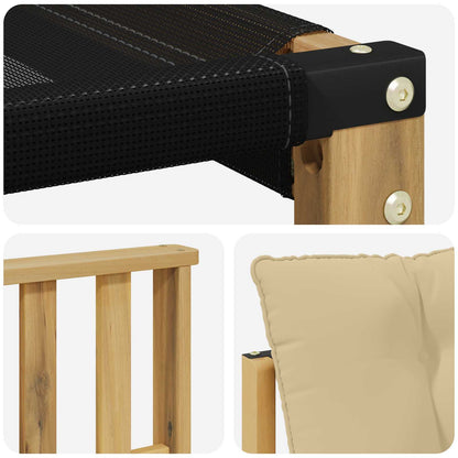 Tuinbank Massief Acaciahout en Textilene Wit